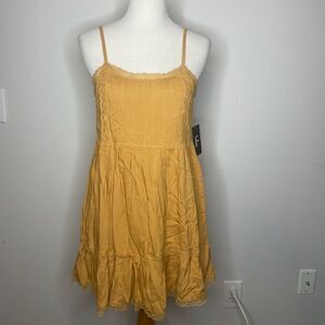 Lulu's- My Sweet One Golden Yellow Lace Babydoll Mini Dress